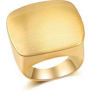 Gold and Silver Rings for Women, Chunky Signet Statement Rings Gold Plated Band